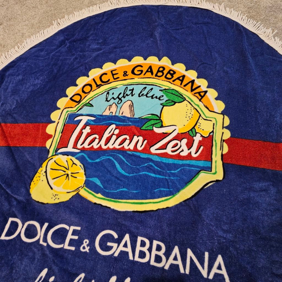 Unisex Dolce & Gabbana Round Beach Towel One Size Blue - Picture 2 of 6